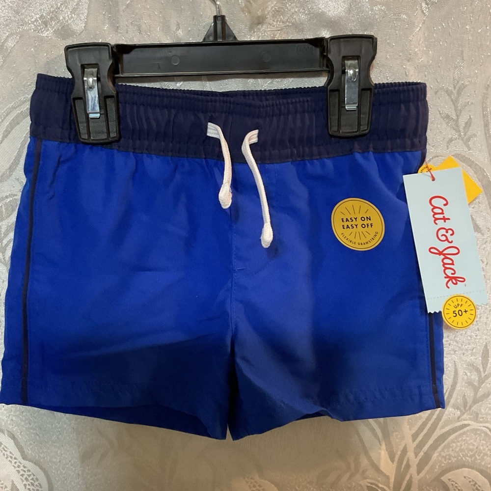 Cat & Jack Boys Royal Blue Swim Trunks with Navy Waistband